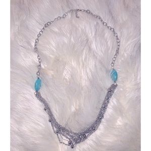 Turquoise & Silver Long Necklace